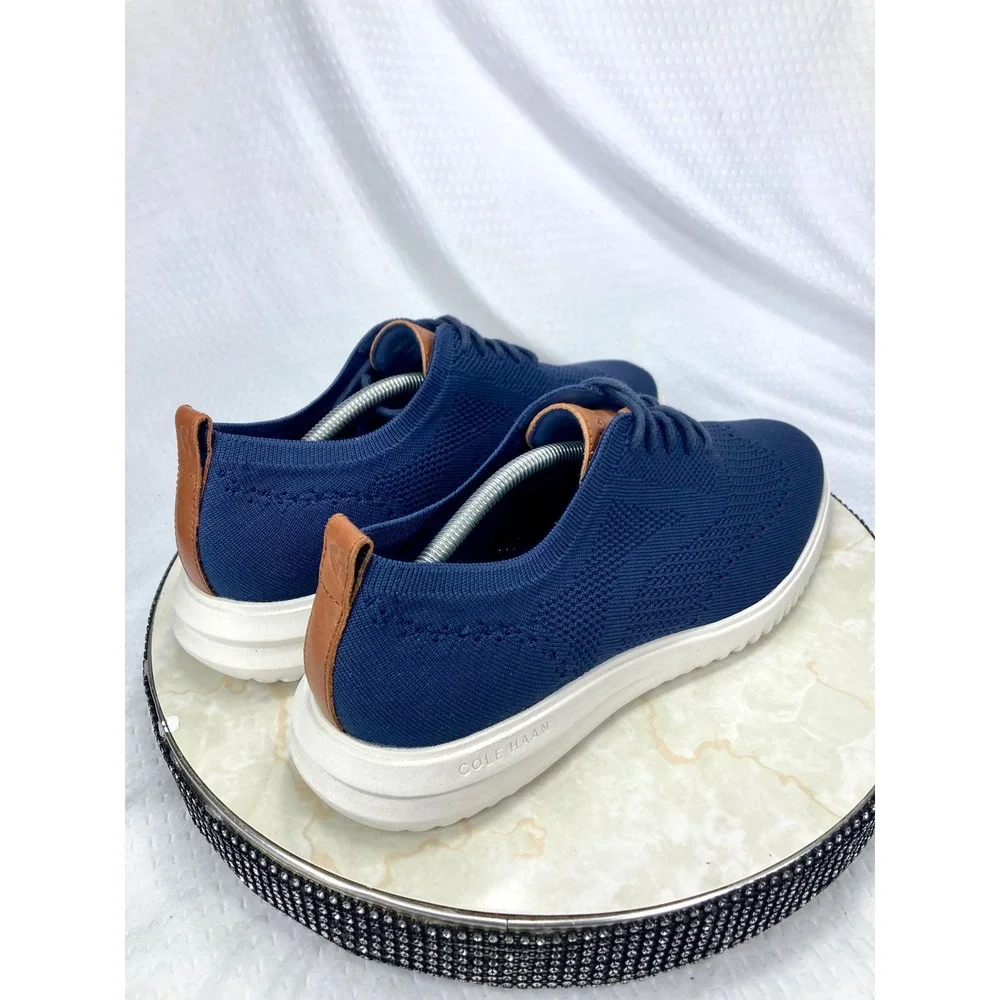 Cole Haan Zerogrand Stitchlite Wingtip Oxford Shoes Men 12 Navy Knit Preppy NEW